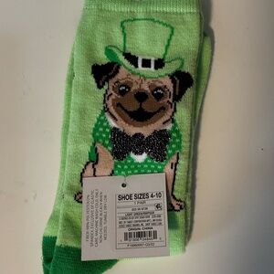 NWT Green Target Crew Socks with Pug